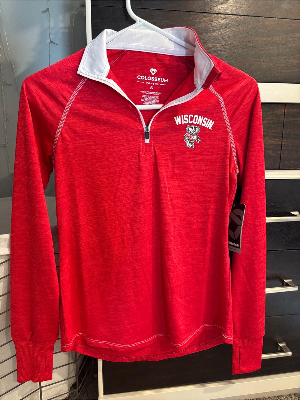 Colosseum Women's Wisconsin Red Quarter-Zip Long Sleeve Tee